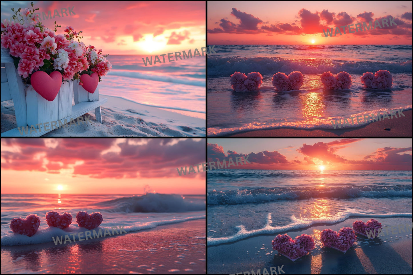 Sweethearts Sunset Golden Hour Photography Backdrop, Dreamy Digital Background for Romantic Portraits, Wedding & Newborn Photo Editing