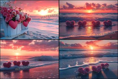 Sweethearts Sunset Golden Hour Photography Backdrop, Dreamy Digital Background for Romantic Portraits, Wedding & Newborn Photo Editing