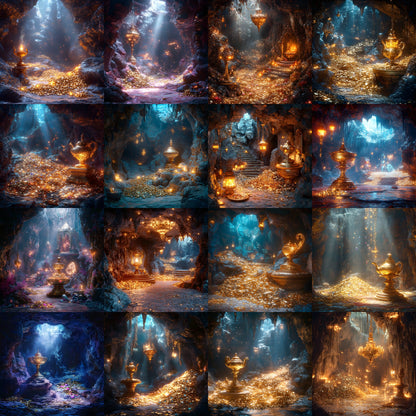 Aladdin's Cave Digital Backdrop, Enchanted Arabian Nights Background, Square Photography Prop, Fantasy Photo Booth, Magical Adventure Scene, JPEG Images