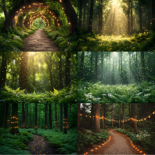 Whimsical Forest Wedding Backdrop Collection, Enchanted Woods Digital Backgrounds for Photographers, Fantasy Photography, Dreamy Scene Set