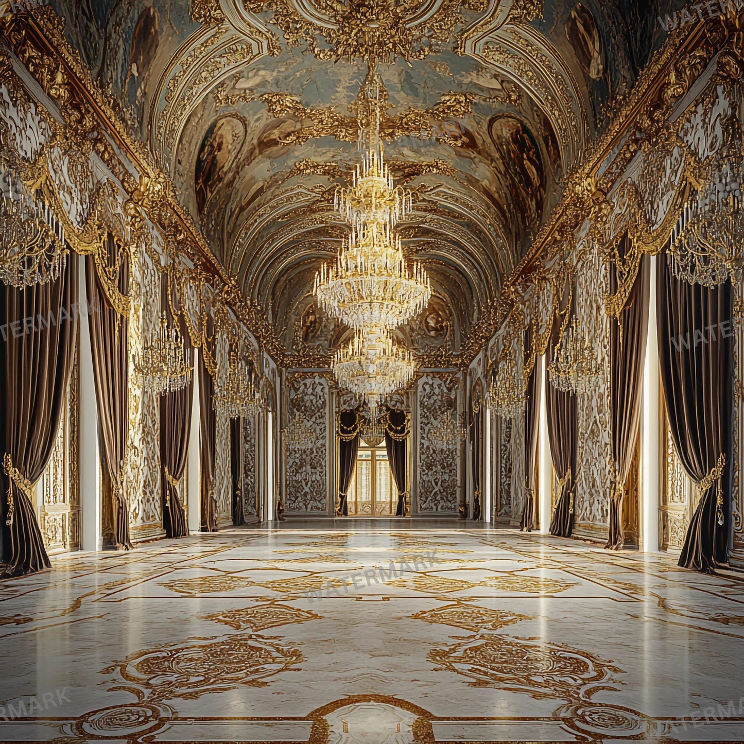 Baroque Stage Backdrops | Ornate Ballroom, Throne Room & Grand Fireplace Scenes | Theater, Musical and Concert Set Design