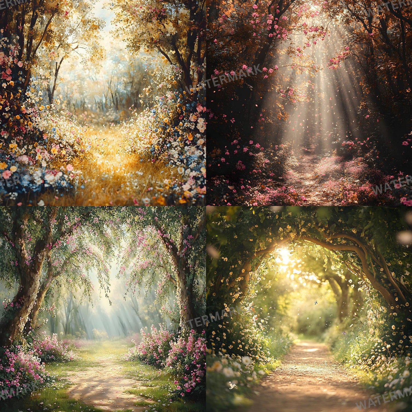 Woodland Glade Digital Backdrops - Magical Forest Photo Backdrops, Photographers, Adventure Background - Family Portrait - Forest Trees