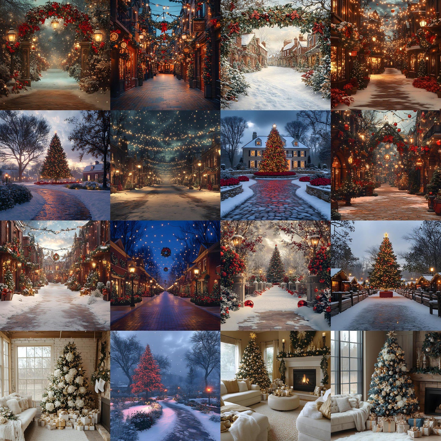 Classic Christmas Backdrops, Digital Backdrop, Santa Christmas Backdrop For Kids Family, Festive Digital Download Christmas Background