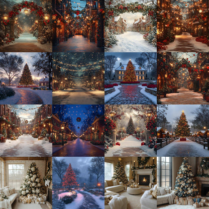 Classic Christmas Backdrops, Digital Backdrop, Santa Christmas Backdrop For Kids Family, Festive Digital Download Christmas Background
