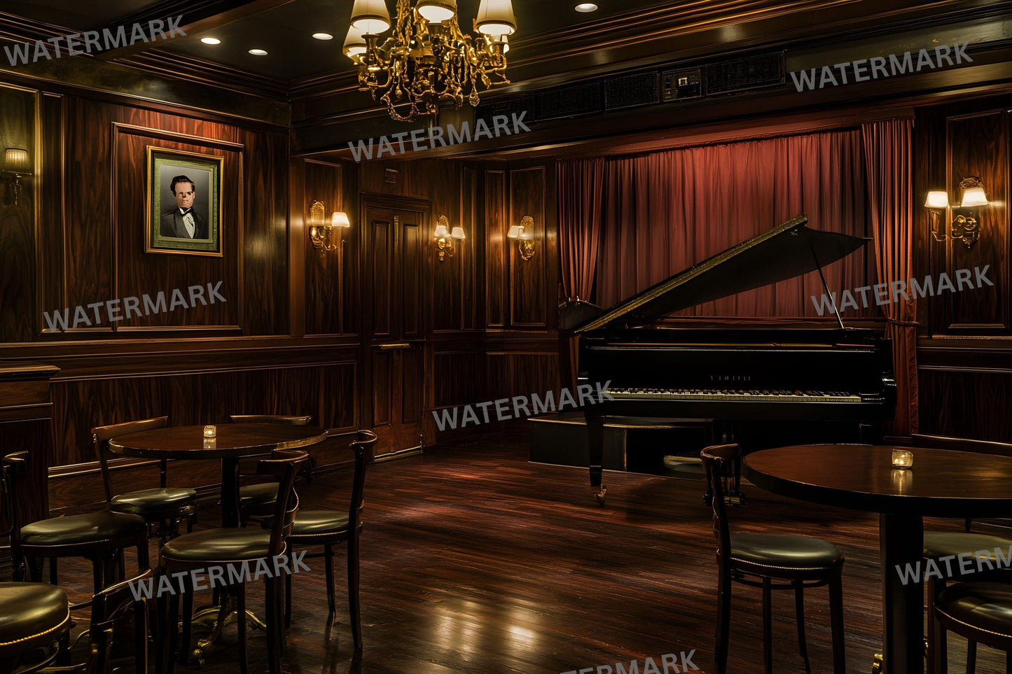 Jazz Club Photography Backdrops - 1JPGs | Speakeasy Digital Backgrounds, Piano Bar Photo Overlays, Moody Interior Studio Props