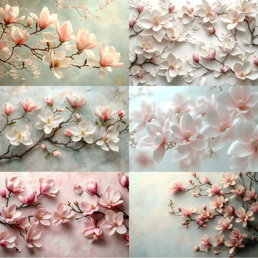 Magnolia Morning Backdrops, Serene Photography Backgrounds, Digital Backdrops, Scenic Photo Background, Floral Photography