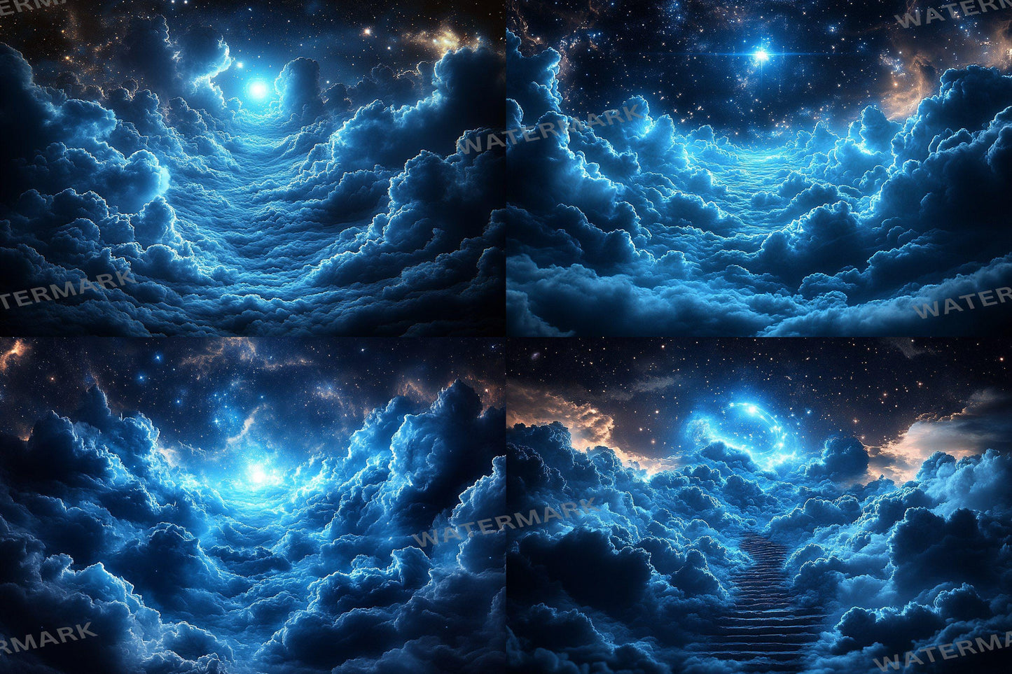 Starry Night Sky Backdrop: 5PNGs for Celestial Galaxy Photography, Cosmic Space Universe Scenes, Twinkling Star Digital Backdrops.