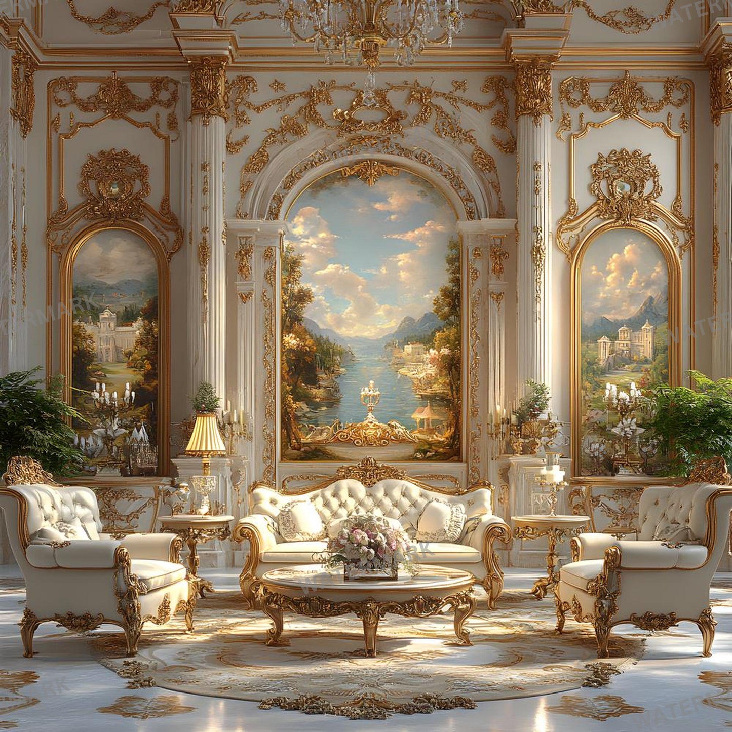 Royal Sitting Backdrops - Regal Digital Backgrounds for Portraits, Branding & Photography - Regal Room Backgrounds - Luxury Backdrops