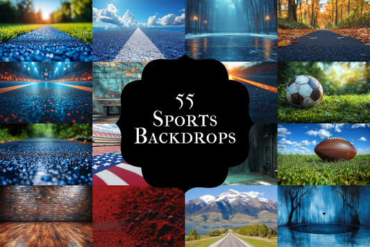 Sports Photography Backdrop: 5PNGs for Athletic Action Game Day, Dynamic Team Player Portraits, Stadium Field Digital Backdrops