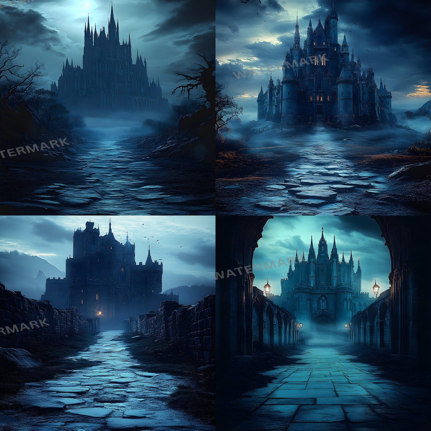 Castle Backdrops | Fantasy Castle Backgrounds | Medieval Scenes - Gothic, Halloween, Witchcraft Castle Backgrounds - Digital Backdrops