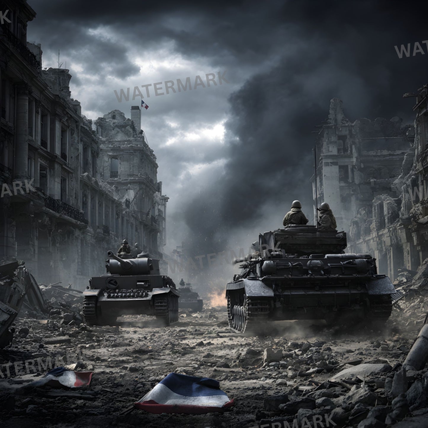 WWII German Tank Digital Backdrop, Military History Background, War Game Photography Prop, Square Format Image, Historical Reenactment Photo Booth