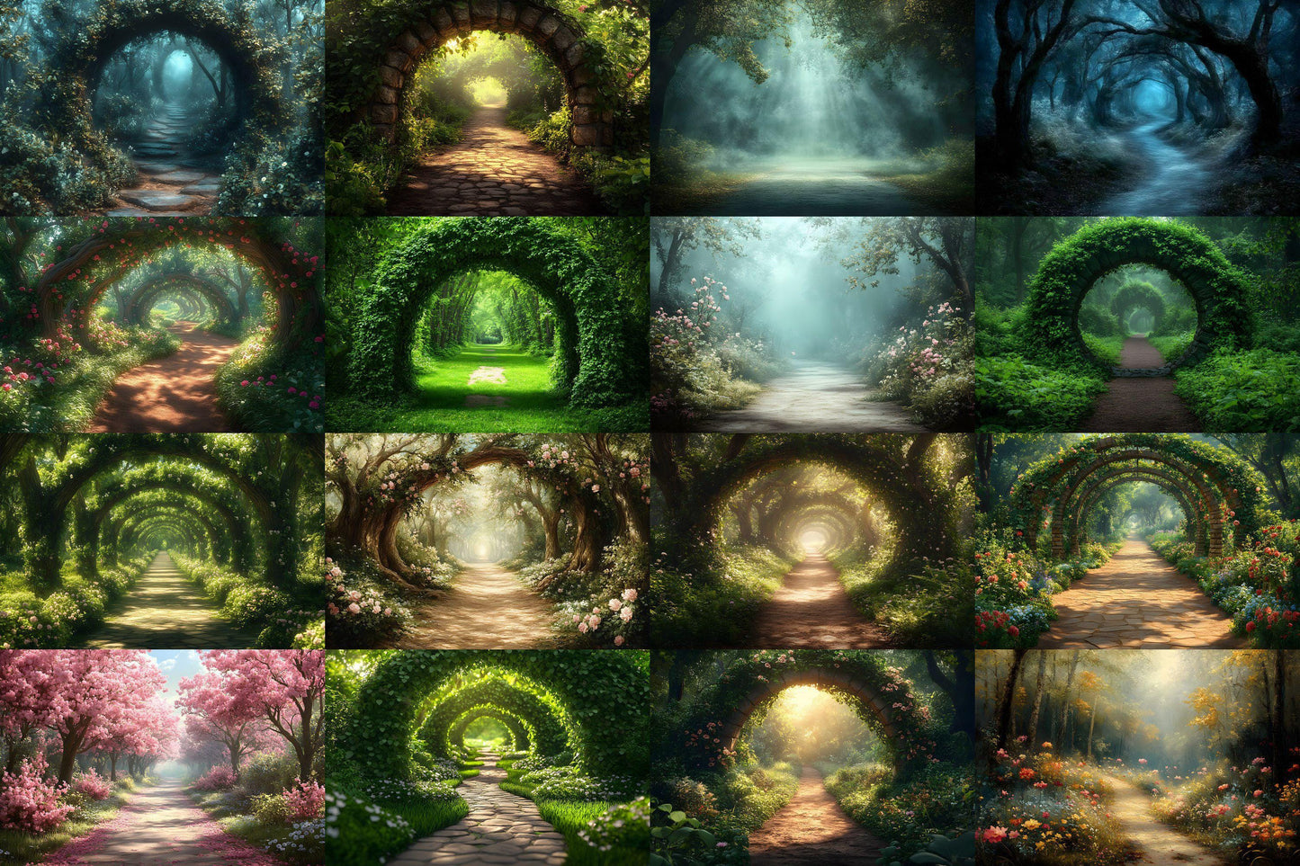 Enchanted Forest Backdrops for Photography ��������� Magical Digital Portraits Backgrounds, Magic Woodland, Lush Green Tree & Floral Backdrops