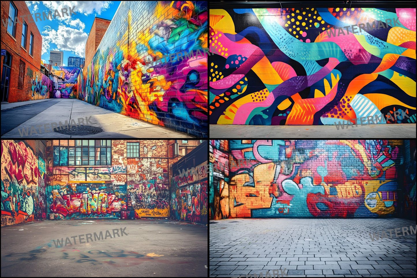Colorful Street Art Digital Backdrop, Urban Graffiti Photography Background, Photo Booth Prop, Vibrant City Scene, Artist Texture Digital Download
