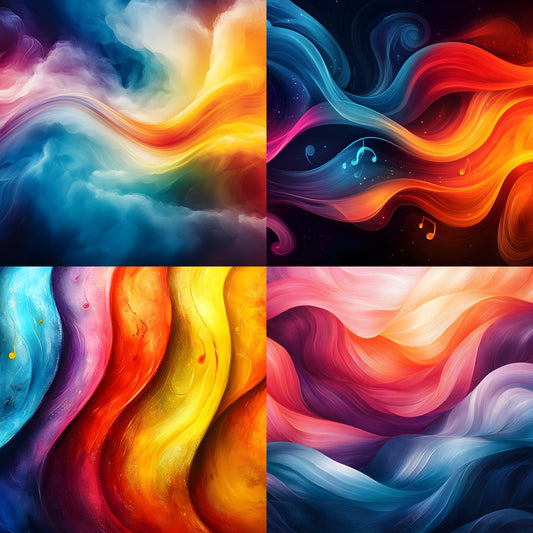 Abstract Music Note Digital Backdrop, Colorful Pattern Background for Musicians, Composers, Photography, Themed Virtual Studio