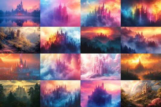 Enchanted Castle Realm Backdrop: 1PNGs for Fairy Tale Kingdom Photos, Magical Palace Architecture Scene, Fantasy Princess Digital Backdrop