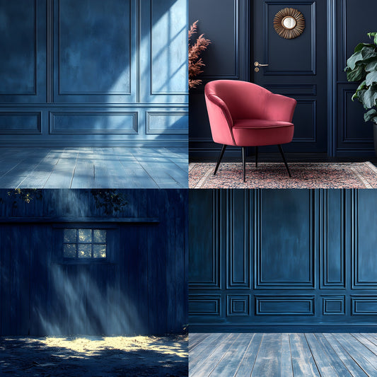 Navy Blue Interior Digital Backdrop, Photography Background, Modern Room Photo Prop, Virtual Studio Scene, Downloadable Image Set