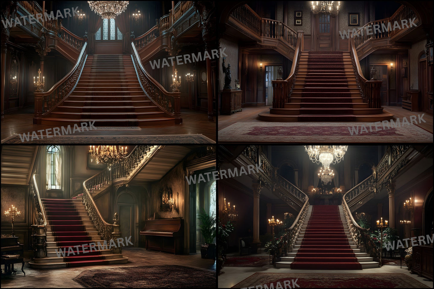 Elegant Staircase Digital Backdrop, Grand Stairway Photography Background, Luxury Interior Photo Prop, High-Resolution Image