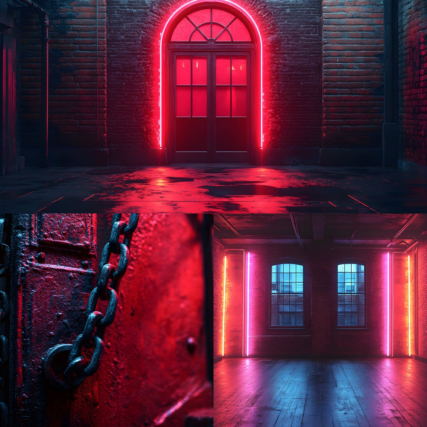 Neon Industrial Rustic Photography Backdrop Set, Urban Digital Backgrounds for Portraits, Graffiti Wall Photo Overlays, LBXD