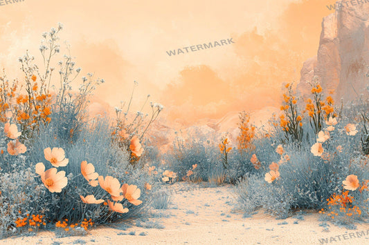 Modern Desert Bloom Backdrops, Boho Southwestern Digital Backgrounds, Pastel Floral Photography Props, Arid Landscape Composites