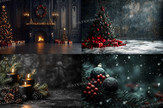 Gothic Christmas Backdrops, Black Christmas Backgrounds, Gothic Festive Dark Hue Xmas, Photography, Photoshop - Gothic Backdrops - 3:2