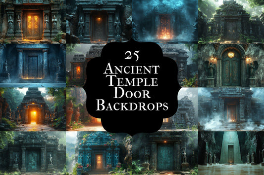 Ancient Temple Door Backdrop: PNGs for Fantasy Adventure Photography, Mystical Stone Archway Portals, Lost Civilization Digital Backdrop