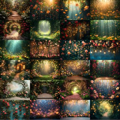 Overgrown Vine Secret Garden Digital Backdrop, Enchanted Forest Photography Background, Fairytale Photo Prop, Fantasy Portrait Template