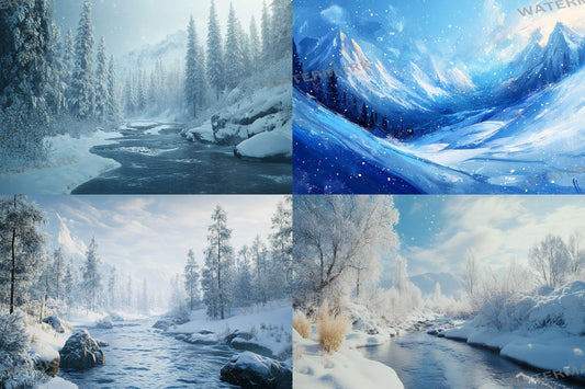 Winter Snow TV wallpaper, 16:9 ratio. Snow-covered landscape with frosty trees, perfect for streaming backgrounds or photography backdrops