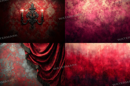 Crimson Velvet Backdrops, Rich Red Fabric Texture Digital Background, Luxurious Moody Romantic Studio Photo Booth Prop, Elegant Drapes