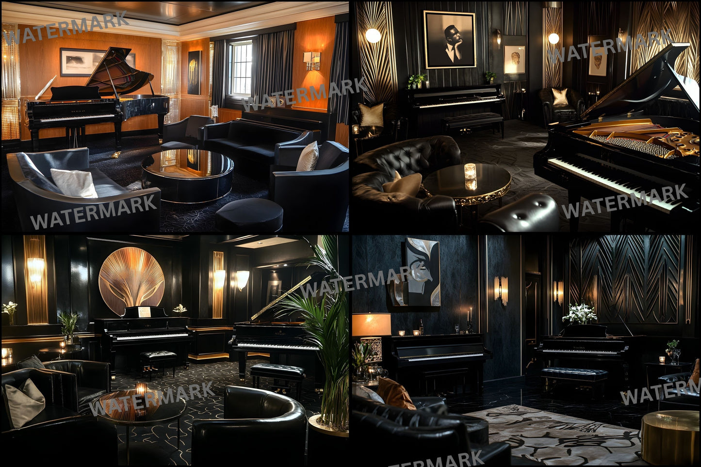 Jazz Lounge Digital Backdrop Set, Sophisticated Music Venue Backgrounds, Photography Backdrops, Musician Photo Booth, Printable Jazz Club Scenes