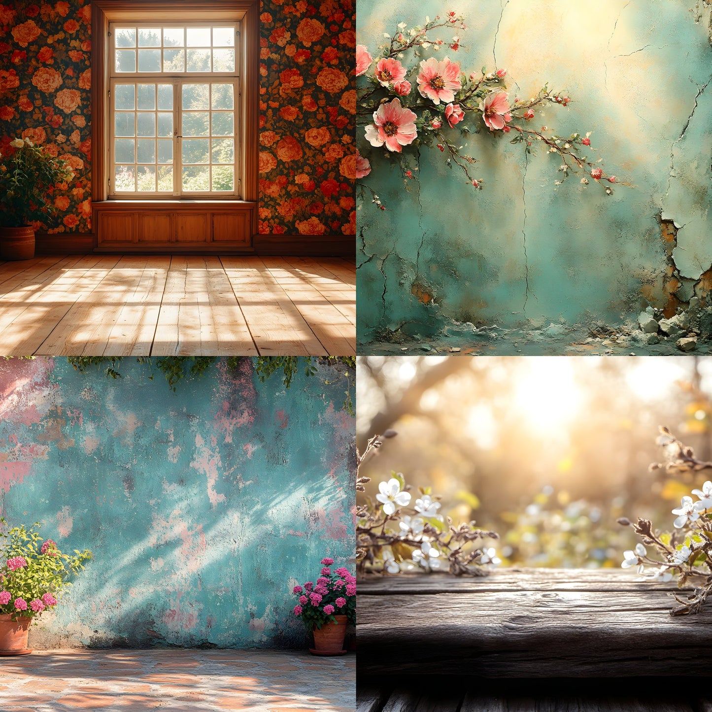 Vintage Sunlit Room Digital Backdrop, Wallpaper Backgrounds, Photography, Cozy Interior Scene, High-Resolution Download, Photo Overlays