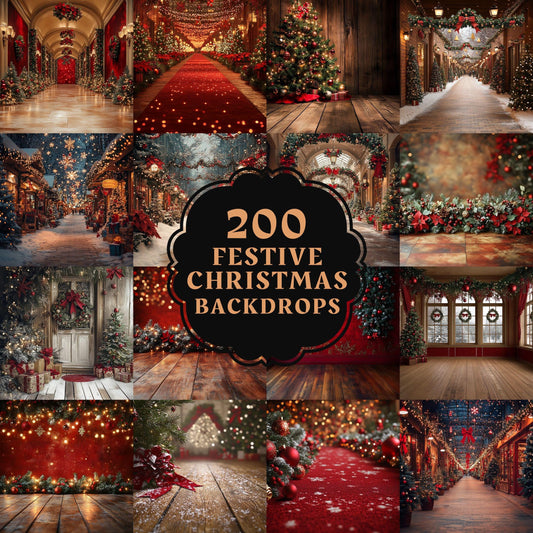 Christmas Backdrop, Digital Backdrop, Santa Christmas Backdrop For Kids Family, Festive Digital Download Christmas Background