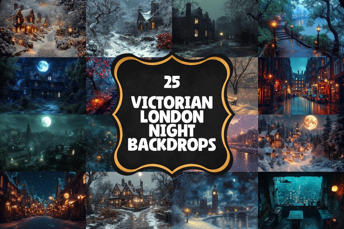 VICTORIAN LONDON BACKDROP - Night Photography Overlay for Photoshop
