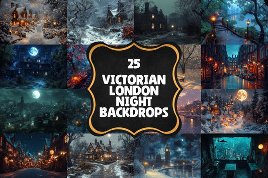VICTORIAN LONDON BACKDROP - Night Photography Overlay for Photoshop