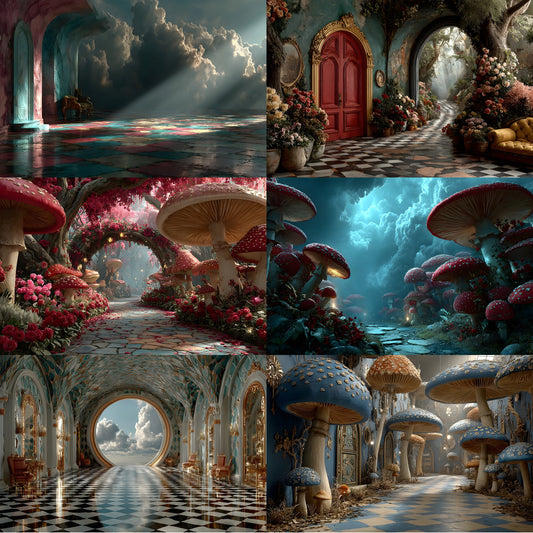 Alice in Wonderland Backdrop Digital Download, Whimsical Background for Photography, Fantasy Photo Prop, Storybook Party Decor, Printable Art