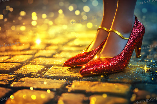 Ruby Slippers Yellow Brick Road Backdrops | Wizard of Oz Digital Art Collection | Fairytale Photography Backgrounds