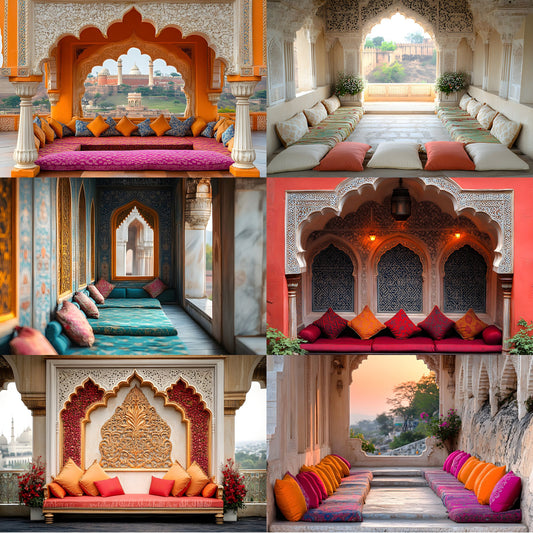Sultan Palace Seating Area Digital Backdrop, Arabian Nights Background, Photography Composites, Middle Eastern Theme, Photo Booth Prop