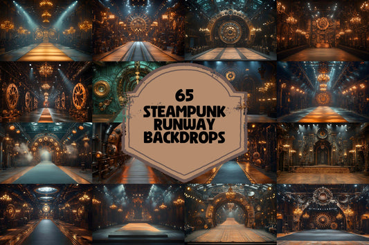 Steampunk Runway Backdrops - Digital Photography Backdrops, Maternity & Wedding Background, Studio Master Overlay, Fashion Show Stage