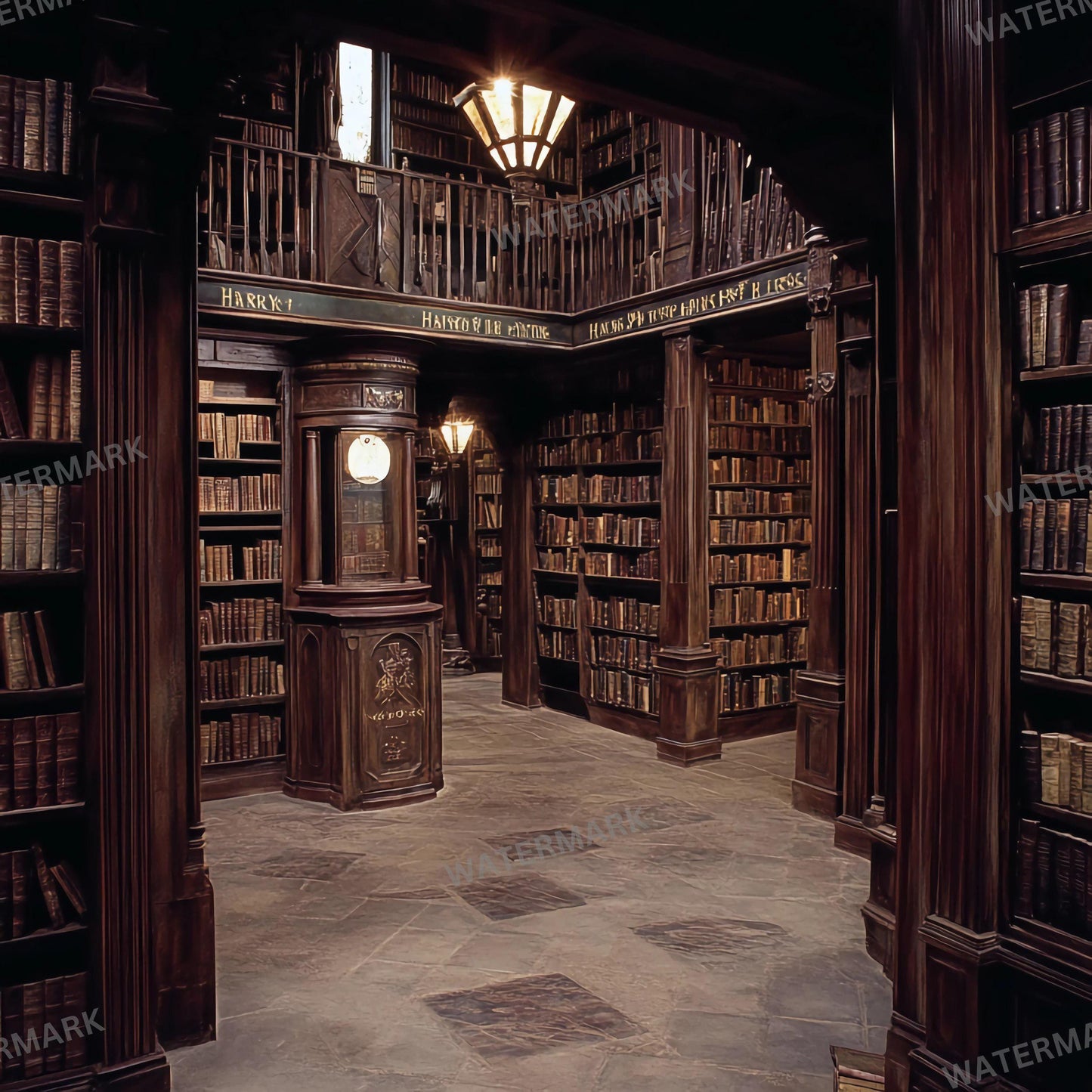 Wizard School Library 7 Photography Backdrops - Magical, Vintage Bookcases, Dark Academia, Enchanted Study Spaces