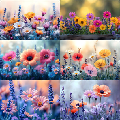 Wildflower Meadow Digital Backdrop, Whimsical Photography Backgrounds, Floral Photo Overlays, Spring Scene, Dreamy Portrait1449