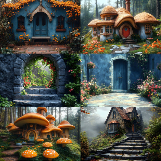 Alice in Wonderland Backdrop Set, Fantasy Photography Backgrounds, Digital Download for Newborns, Kids, and Storybook Theme Photoshoots