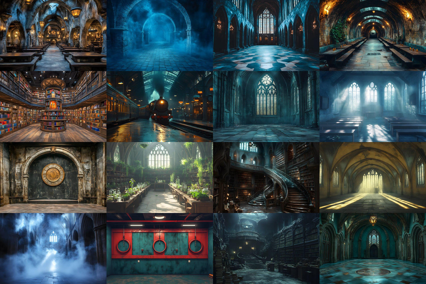 Wizarding School Scene Collection - 9Magical PNG Backdrops for Enchanting Designs - 00x00px Commercial Use Allowed