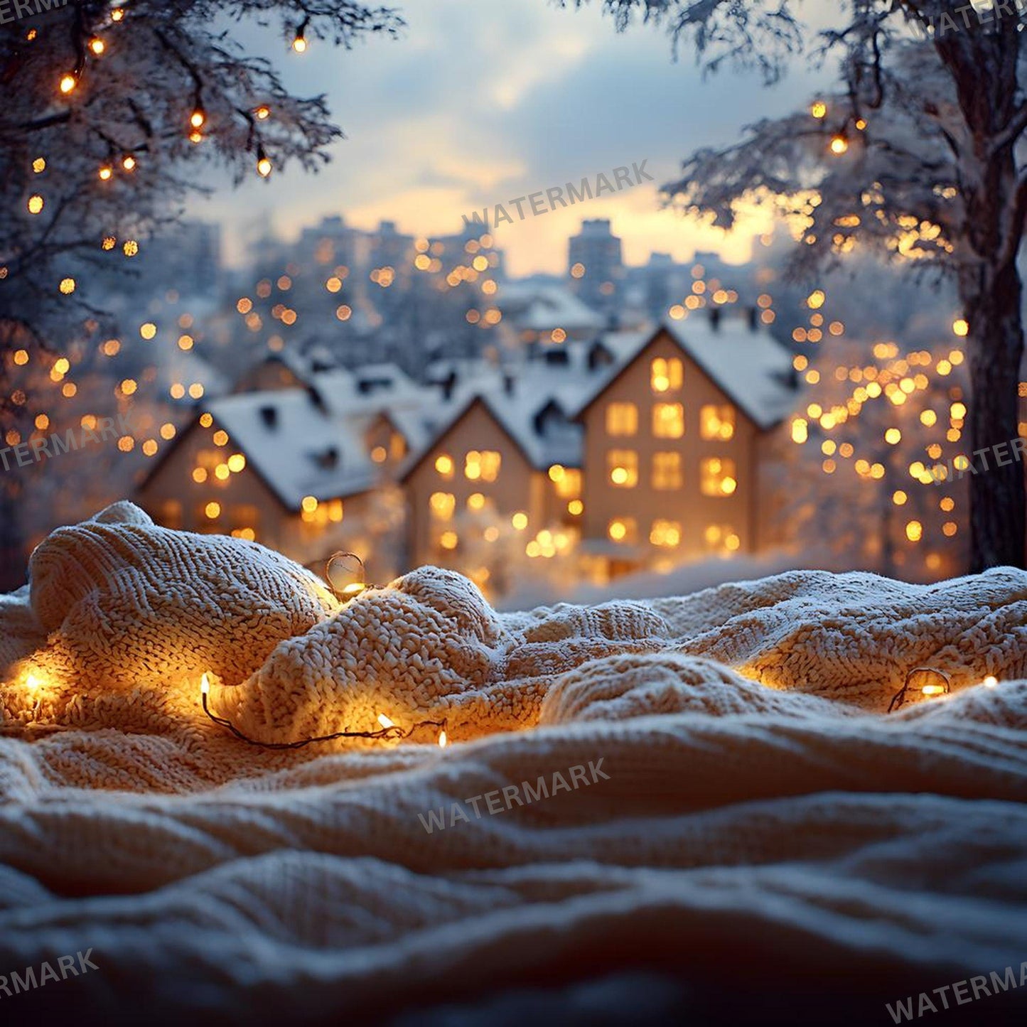 Warm Lights Digital Backdrops - Cozy Christmas Photo Backdrops - Photography, Newborn, Maternity & Family Portraits - Festive Wallpapers