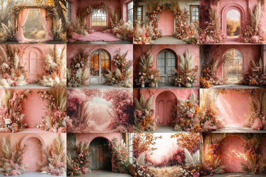 Pink Boho maternity digital backdrop room minimal arches backdrop maternity overlays, pink textures boho digital backdrop wedding studio