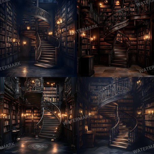 DARK LIBRARY BACKDROPS - 8 Digital Photography Overlays for Portrait Composites  Studio Backgrounds - 96x96px