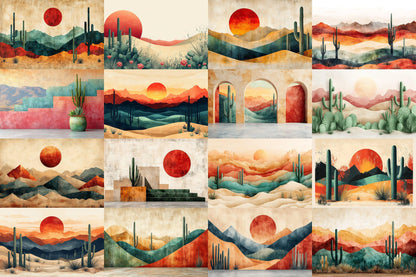 Modern Desert Geometry Backdrops, Abstract Digital Backgrounds, Minimalist Landscape Photography, Geometric Architectural Composites