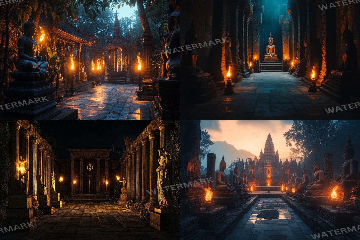 Shadowy Temple Backdrop - Dark Fantasy Background, RPG Streaming Overlay, Haunted Photography Backdrop, Digital Art Decor
