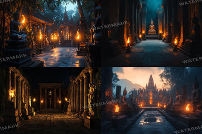 Shadowy Temple Backdrop - Dark Fantasy Background, RPG Streaming Overlay, Haunted Photography Backdrop, Digital Art Decor