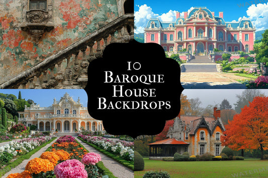 Baroque House Backdrop for Grand Manor & Chateau Deauville Autumn Scene | Victorian Era Fairytale Historic European Home Mansion Prop