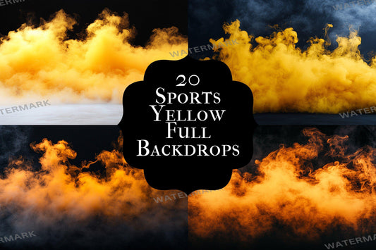 Sports Yellow Theme Backdrop: 2PNGs for Energetic Athletic Photos, Bright Team Color Backgrounds, Dynamic Game Day Digital Backdrops