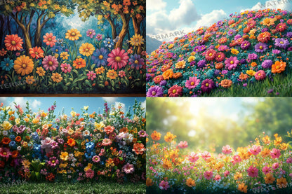 Whimsical Flower Garden Backdrops ��������� Lush Floral Photography Backdrops for Dreamy & Ethereal Portraits - Floral Backdrops and Backgrounds